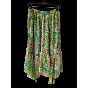 SCOOP WOMAN'S RUFFLE TIERED MIDI SKIRT WITH HANKERCHIEF HEM